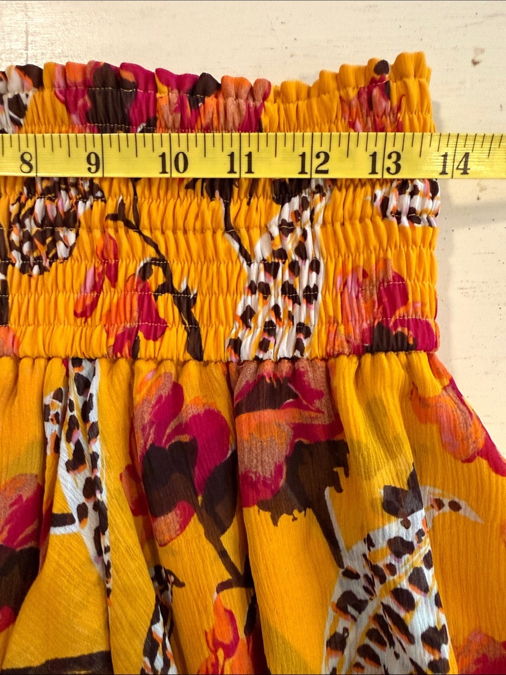 A.L.C. Silk Floral Smocked Mini Skirt Yellow Pink Size 6 - Picture 14 of 16
